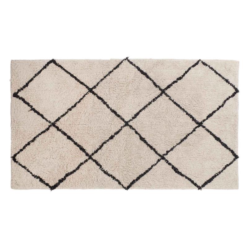 Tapis beige avec motif gomtrique noir, 40,5" x 24,5"