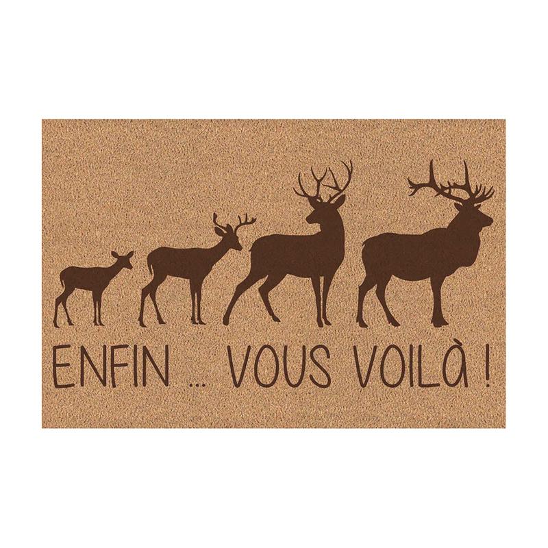 Tapis coco avec inscription "ENFIN  VOUS VOIL!", 23,5" x 16"