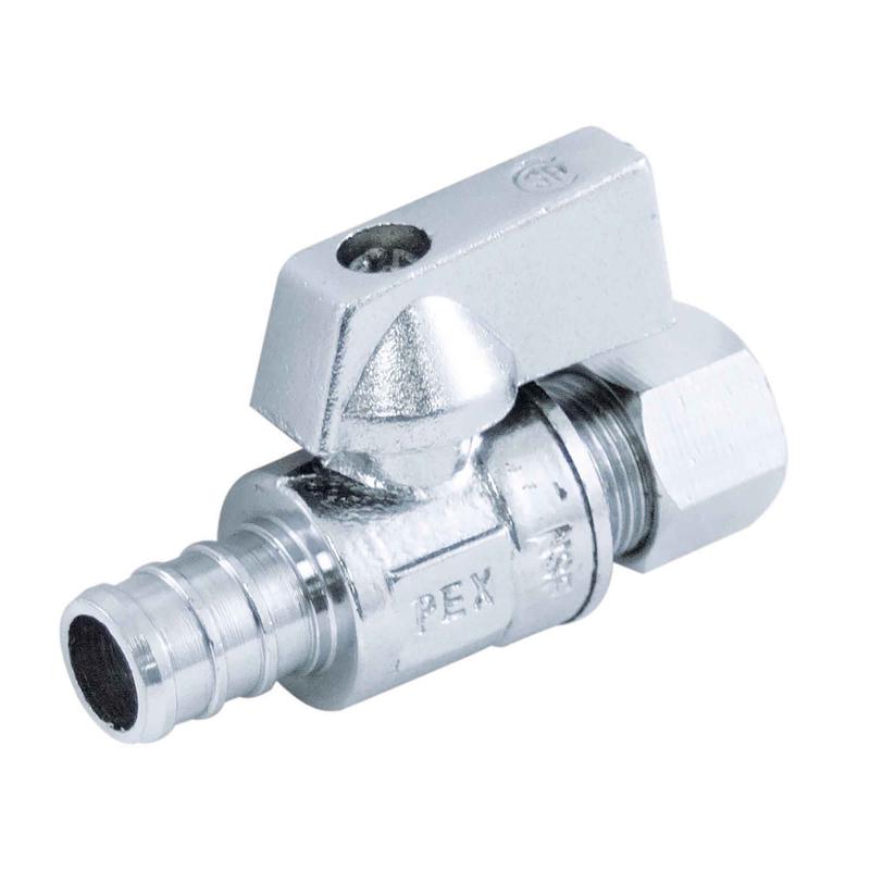 Valve d'arrive d'eau droite  quart de tour, 1/2" x 3/8"