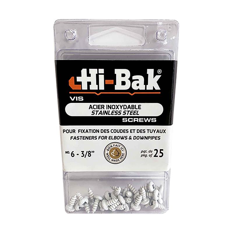 Vis en acier inoxydable #6 x 3/8'' pour fixation, coude et descente de gouttire, blanc (25 units)