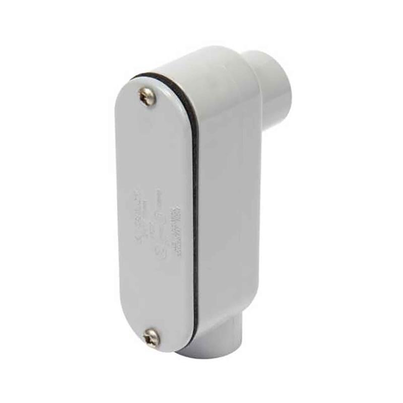 Raccord de dviation de type LB en PVC gris, 3/4"