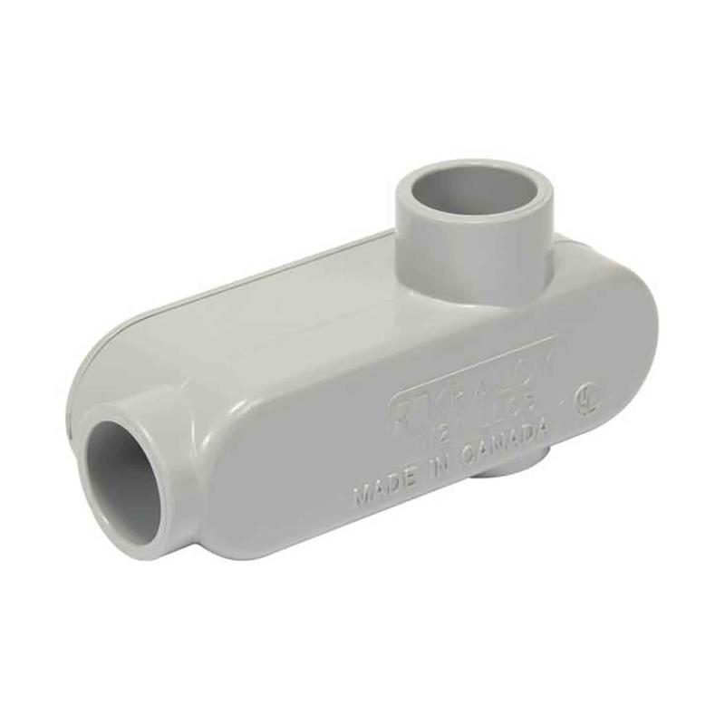 Raccord de dviation de type LL en PVC gris, 1/2"