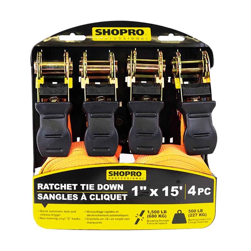Sangle  cliquet de 1" x 15'  charge de 500 lb max, 4 Units
