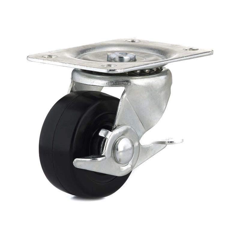 Roulette industrielle pivotante avec frein en caoutchouc noir  usage gnral de 2-1/2''