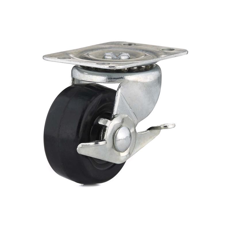 Roulette industrielle pivotante avec frein en caoutchouc noir  usage gnral de 2''