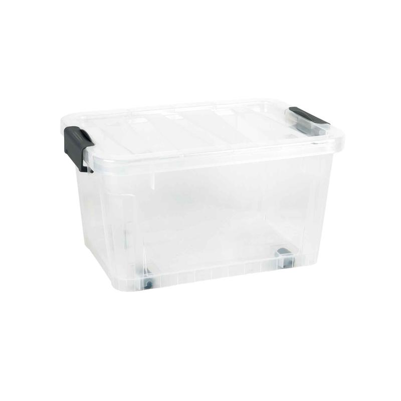 Bac de rangement transparent et empilable sur roulettes, 12 L