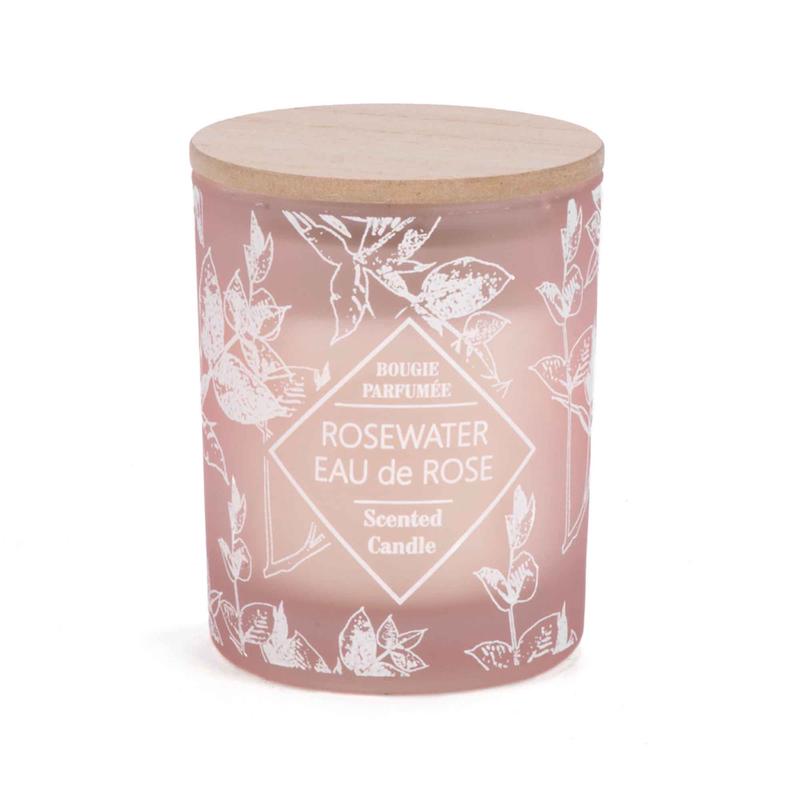 Bougie parfume de 3" x 3,5", eau de rose