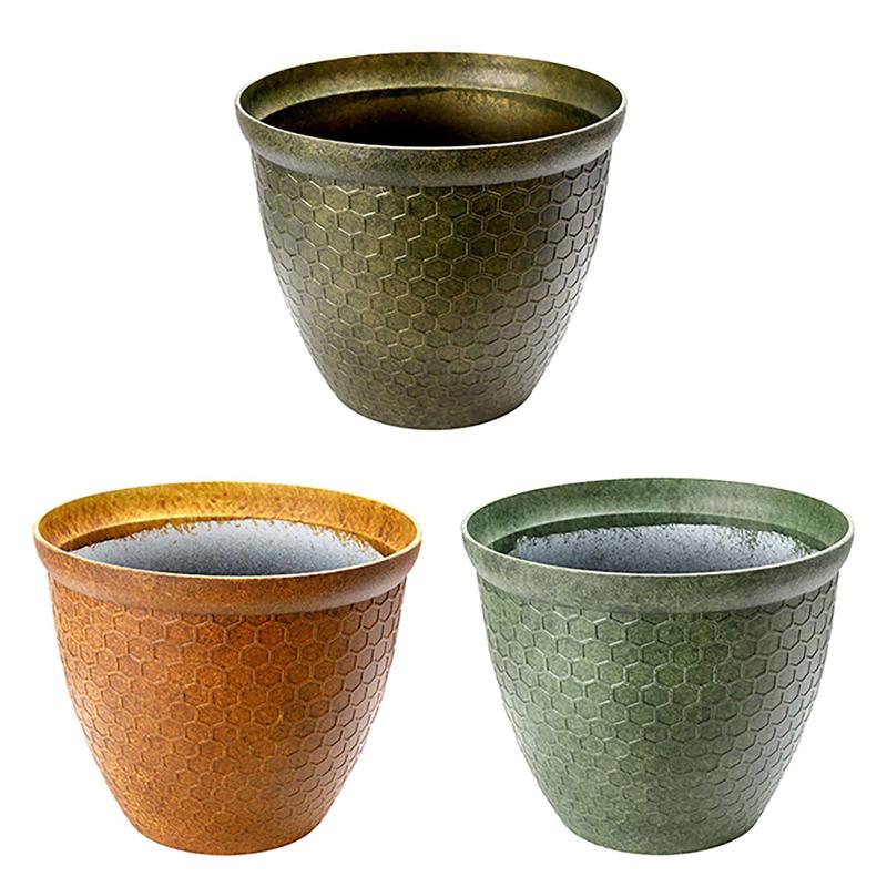 Pot rond avec motif de nid d'abeille, 11,8'' x 9,8'' (choix entre 3 couleurs)