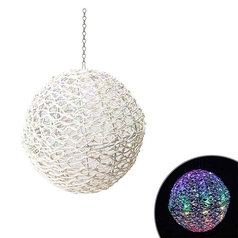 Sphre blanche en osier avec 72 lumires  clairage DEL  changements de couleur et tlcommande  32 fonctions, 14,17''