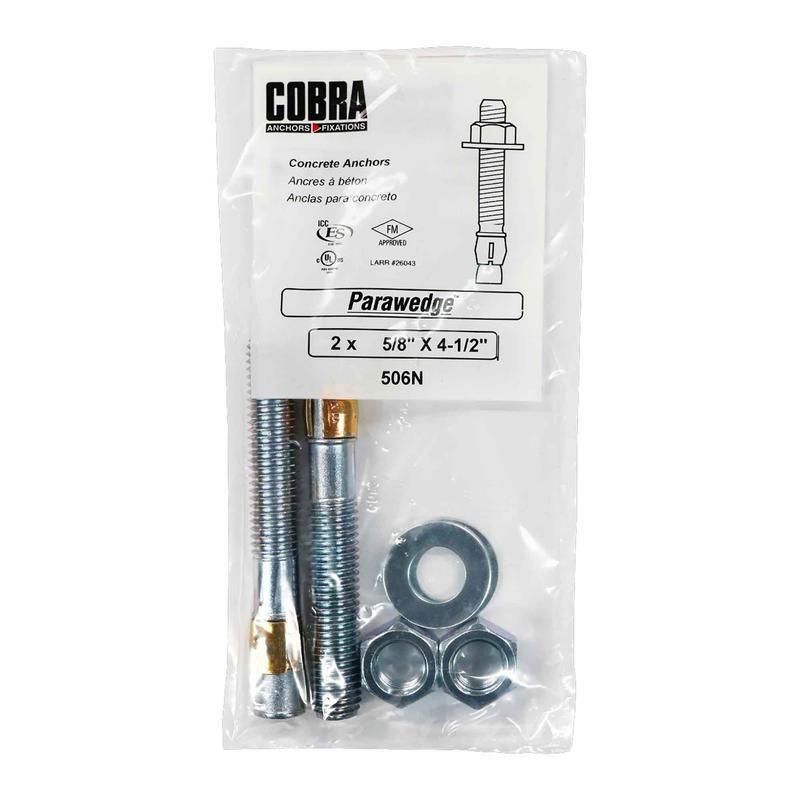 Ancrage  bton plaqu zinc Parawedge, 5/8" x 4-1/2" (2 units)