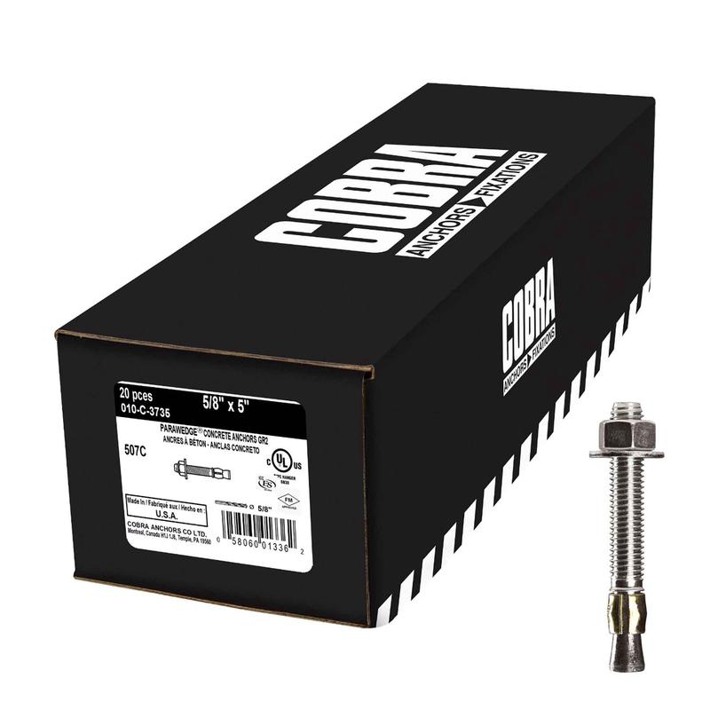 Ancrage  bton plaqu zinc Parawedge, 5/8" x 5" (20 units)