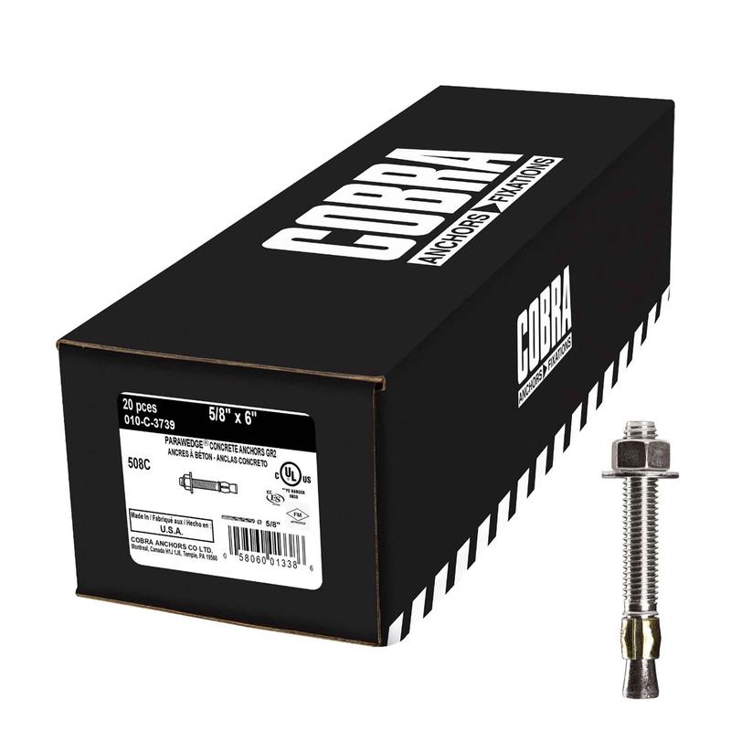 Ancrage  bton plaqu zinc Parawedge, 5/8" x 6" (20 units)