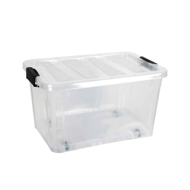 Bac de rangement transparent et empilable sur roulettes, 25 L