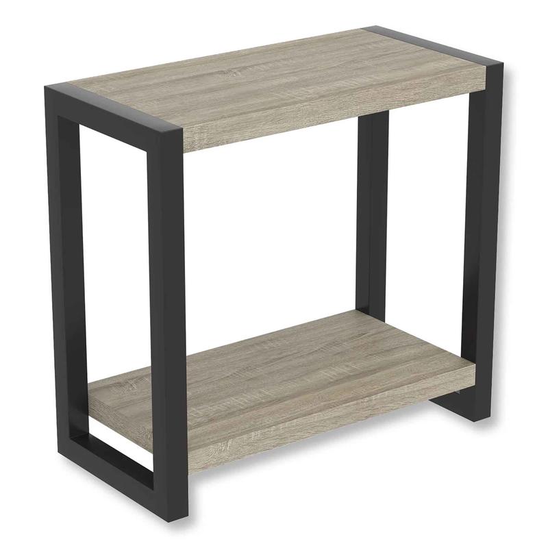 Table d'appoint au fini taupe avec structure mtallique noire, 23,6'' x 11,5'' x 22,05''