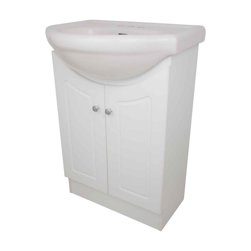 Vanit de salle de bain avec lavabo en porcelaine tout en blanc, 17-1/2" x 11" x 33"