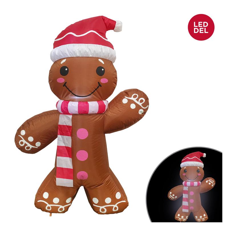 Bonhomme de pain d'pice debout gonflable avec lumires DEL, 4' (1,2 m)
