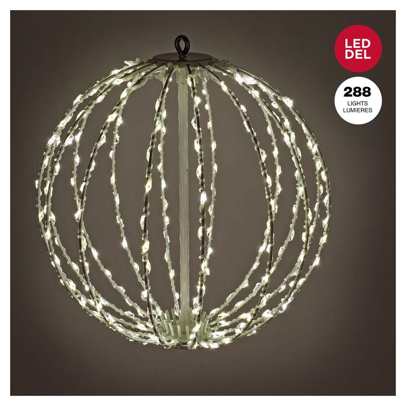 Boule lumineuse mtallique pliable avec 288 lumires  DEL blanc chaud, 11,81" (30 cm)