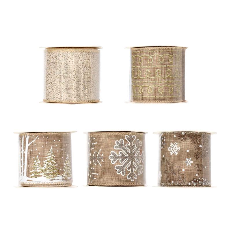 Ruban en tissu or avec rebord de fil de 2-1/2'' x 9', choix entre 5 modles