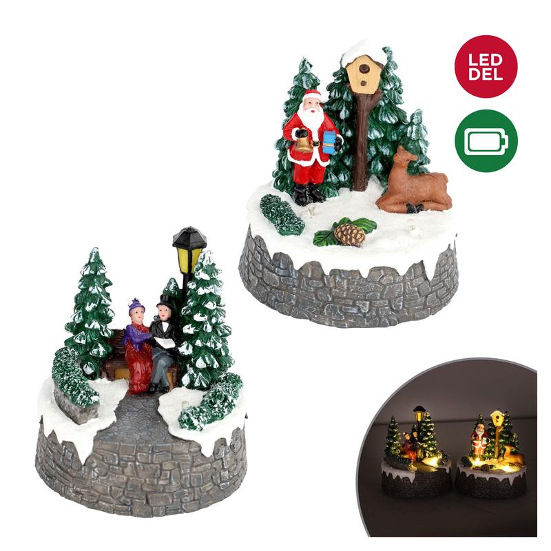 Scne lumineuse de Nol en rsine, 6'' (choix entre 2 modles)