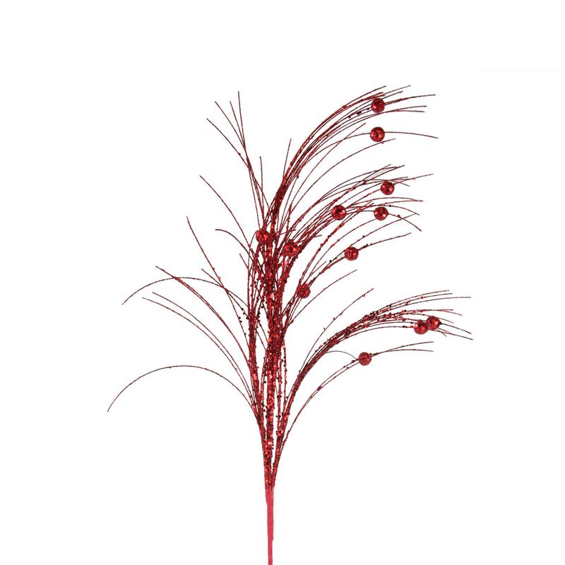 Tige en fouet avec boules de couleur rouge, 80 cm / 32"