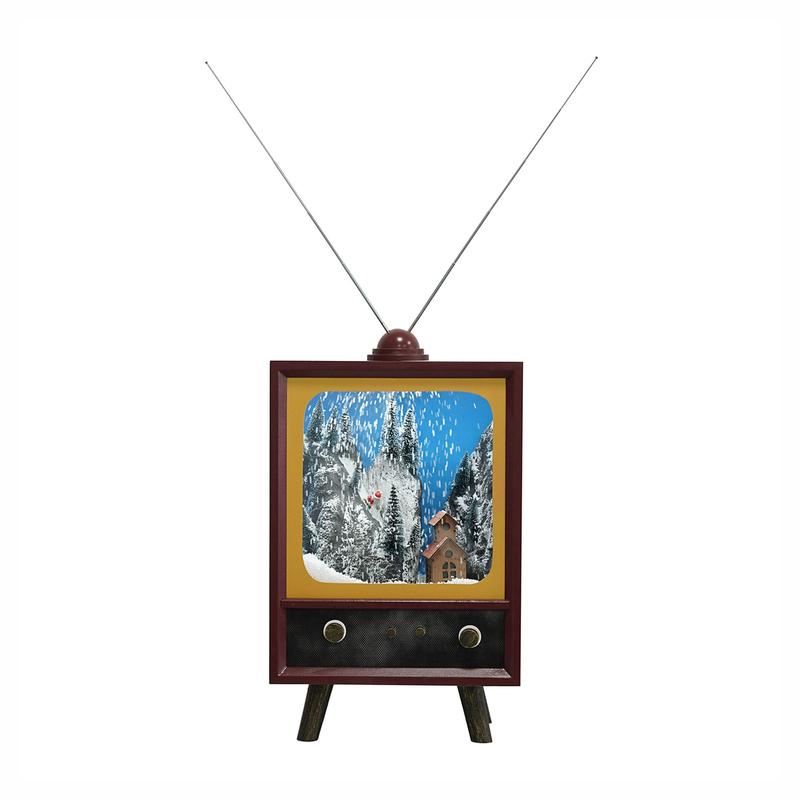 Tlvision rtro avec scne du Pre Nol, 23"