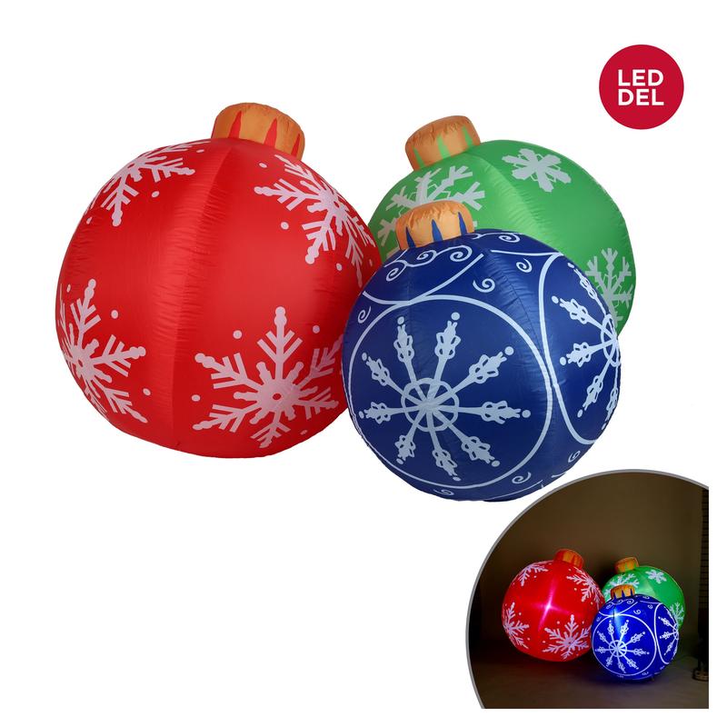 Trio de boules de Nol gonflables et lumineuses  DEL, 42''