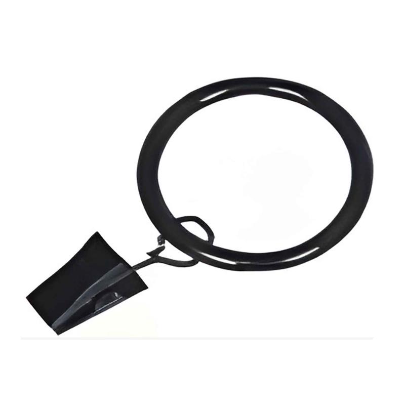 Anneaux de suspension pour rideaux avec pinces, 1-1/2'' (noir)