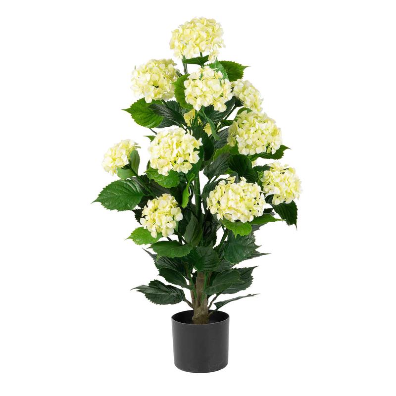 Arbuste artificiel d'hydrange blanc en pot, 37''