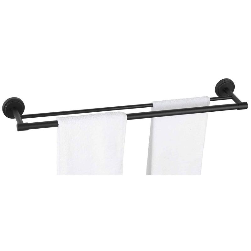 Barre porte-serviettes double noire mate, 18''