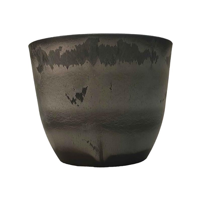 Pot rond au fini pierre brune, 8" x 10''