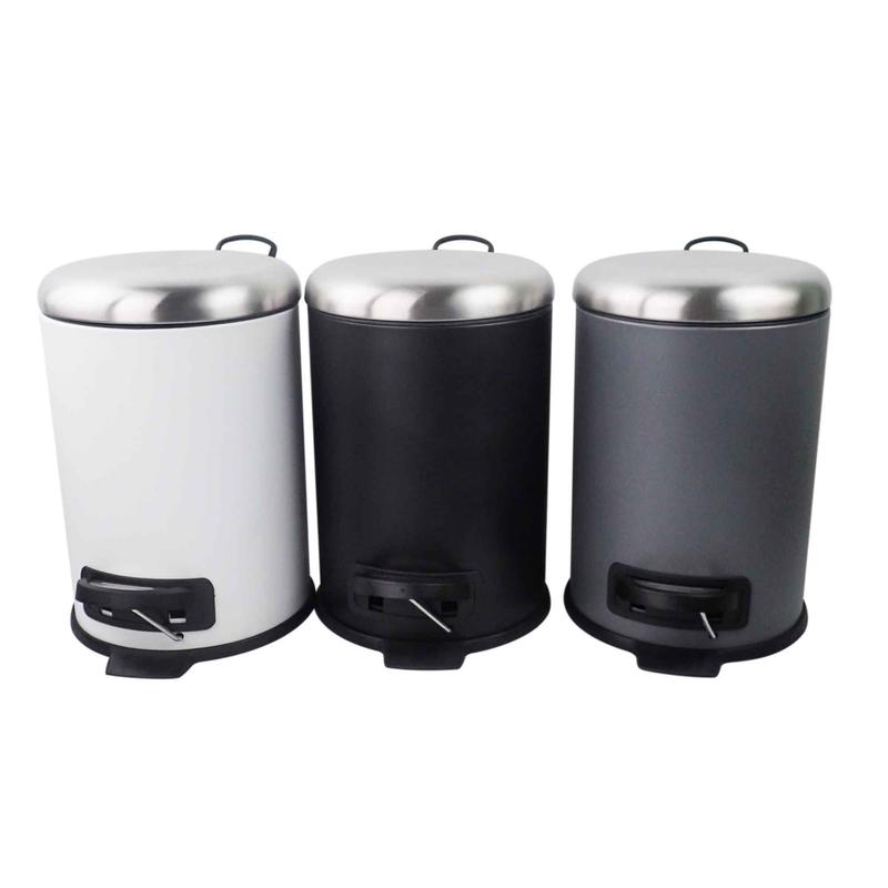 Poubelle ronde en mtal avec couvercle en acier inoxydable, 3 L (choix entre 3 couleurs)