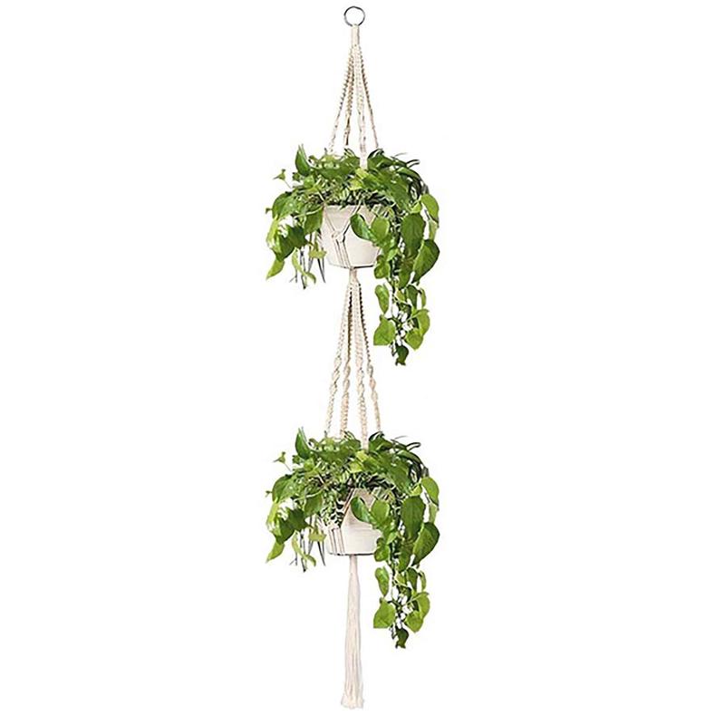 Suspension  doubles jardinires en macram, 67''