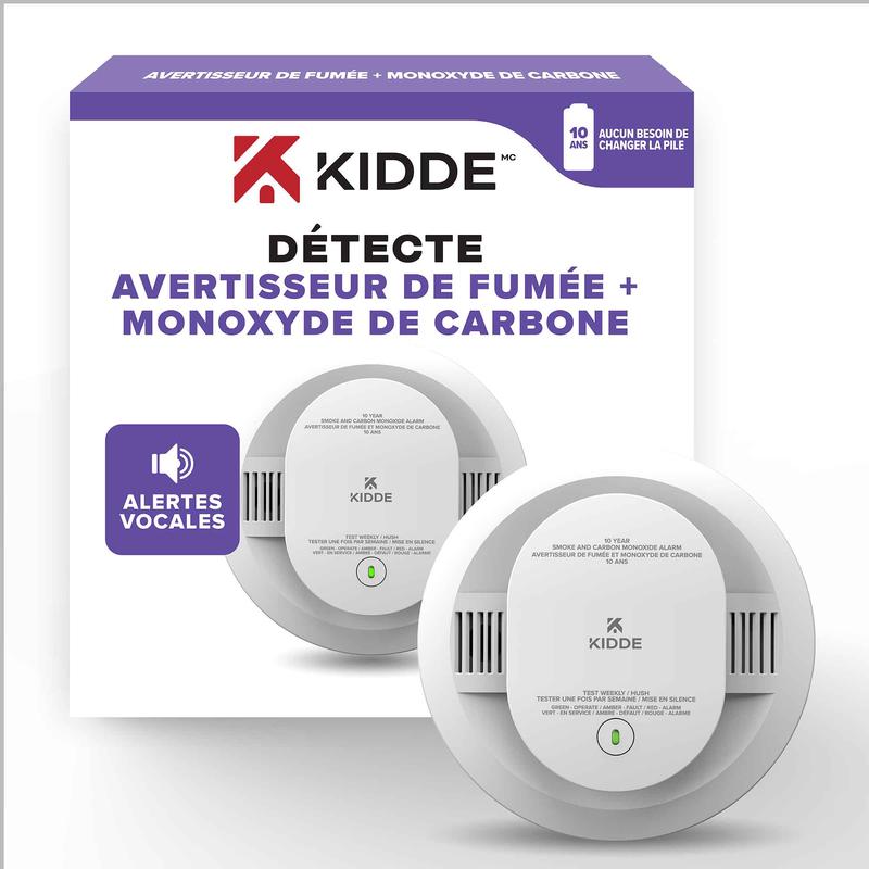Avertisseur vocal de fume et de monoxyde de carbone  piles au lithium, 10 ans