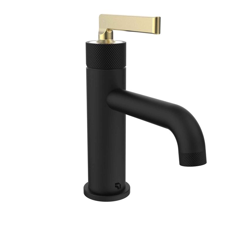 Robinet pour lavabo de salle de bain avec contrle de volume  1 poigne INDY, noir mat et or mat