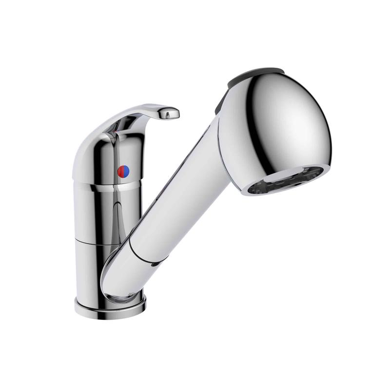 Robinet pour vier de cuisine avec bec amovible, chrome