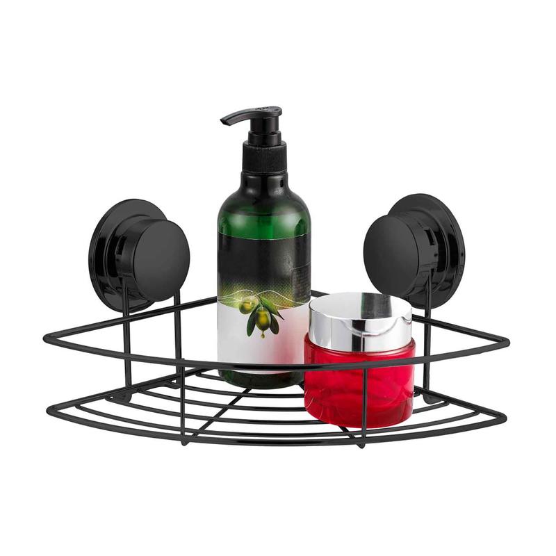 tagre de douche  angle avec ventouses, noir