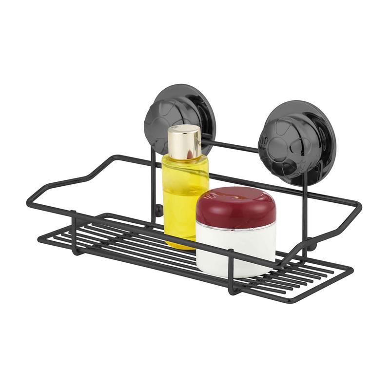 tagre rectangulaire de douche avec ventouses, noir