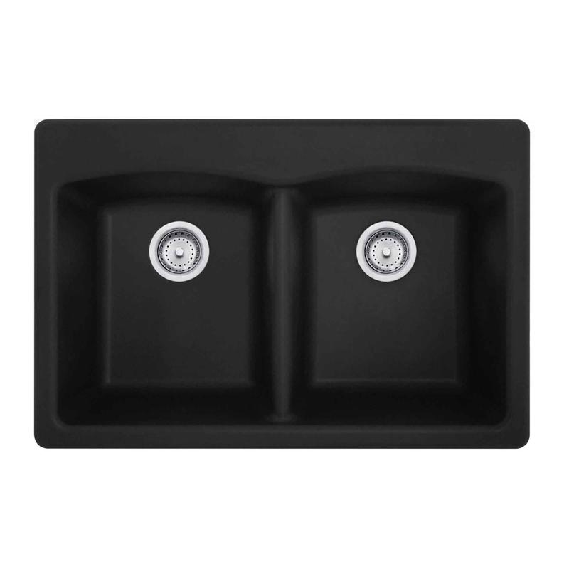 vier double  montage double en granite noir mat Ellipse, 33'' x 22'' x 9''