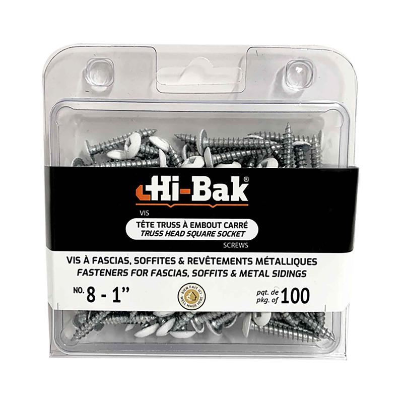 Vis pour revtement  tte de couleur blanche, no. 8 - 1" (100 units)