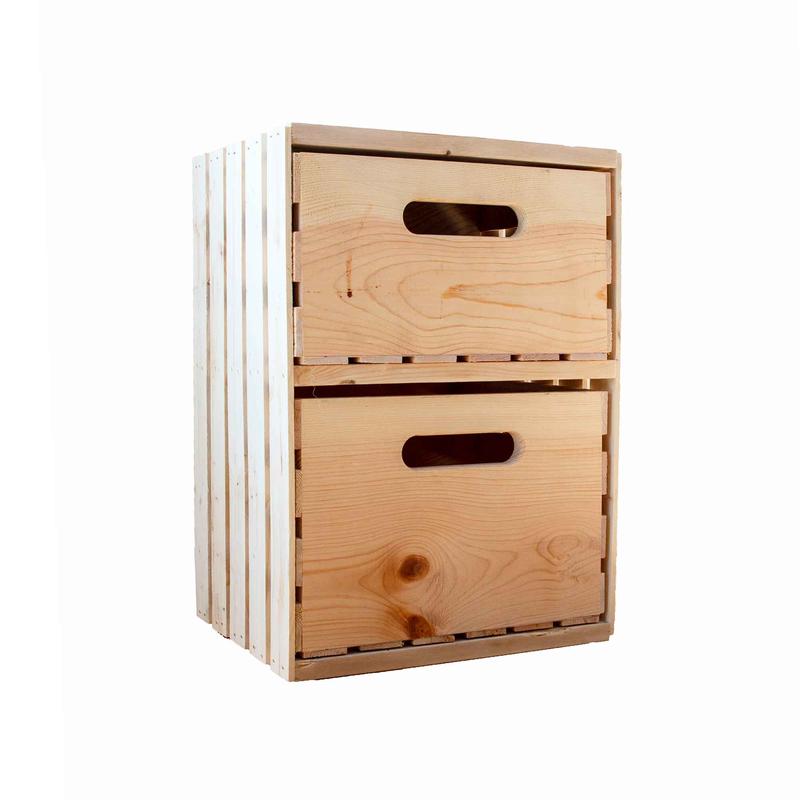 Caisse en pin, 2 tiroirs (20")