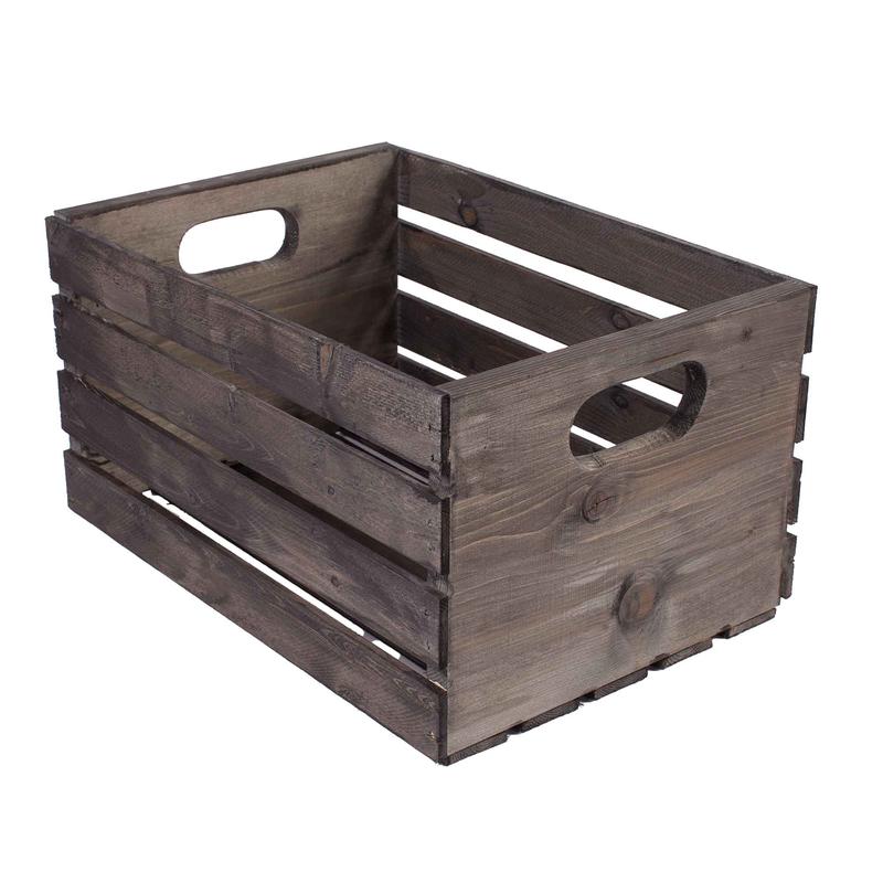 Caisse en pin, teinte grise (18")