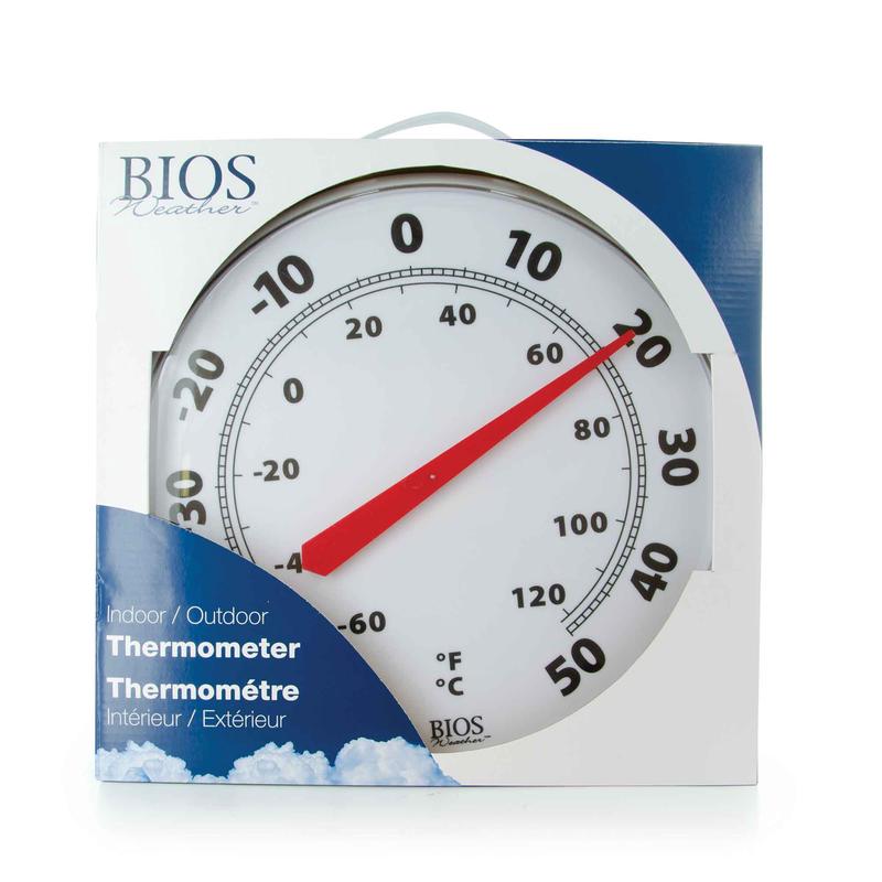 Thermomtre rond pour l'intrieur ou l'extrieur, 12'' (blanc et noir)