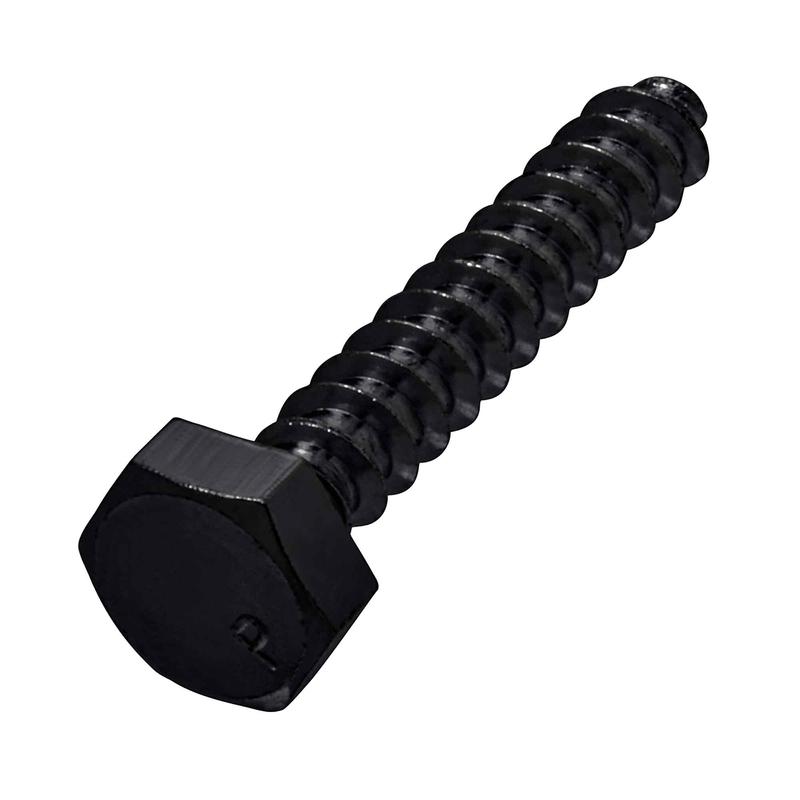 Tire-fond hexagonal noir, 1/4'' x 2" (25 units)