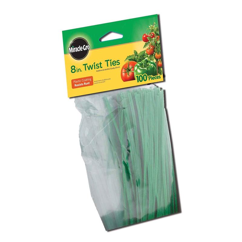 Attache torsade verte pour plantes et jardins, 8'' (100 units)