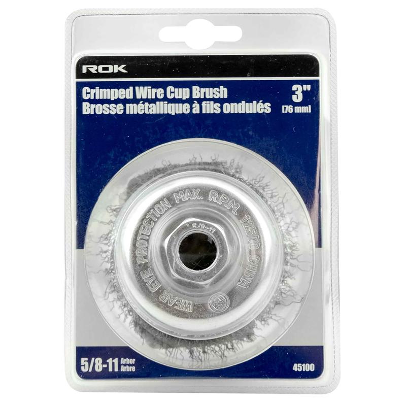 Brosse coupelle mtallique  fils onduls, 3''