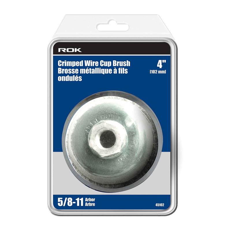 Brosse coupelle mtallique  fils onduls, 4''