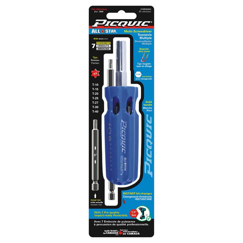 Tournevis multifonction TRUE TORX pleine grandeur avec embouts de 3'', 7 en 1 (bleu)