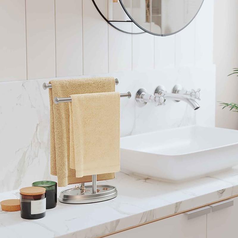 Porte-essuie-mains double autoportant Palm, nickel