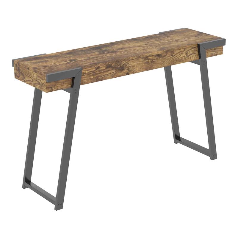 Table console d'aspect bois rcupr avec base en mtal noir, 47'' x 13,75'' x 29''