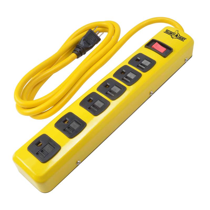 Barre dalimentation en mtal  6prises, jaune